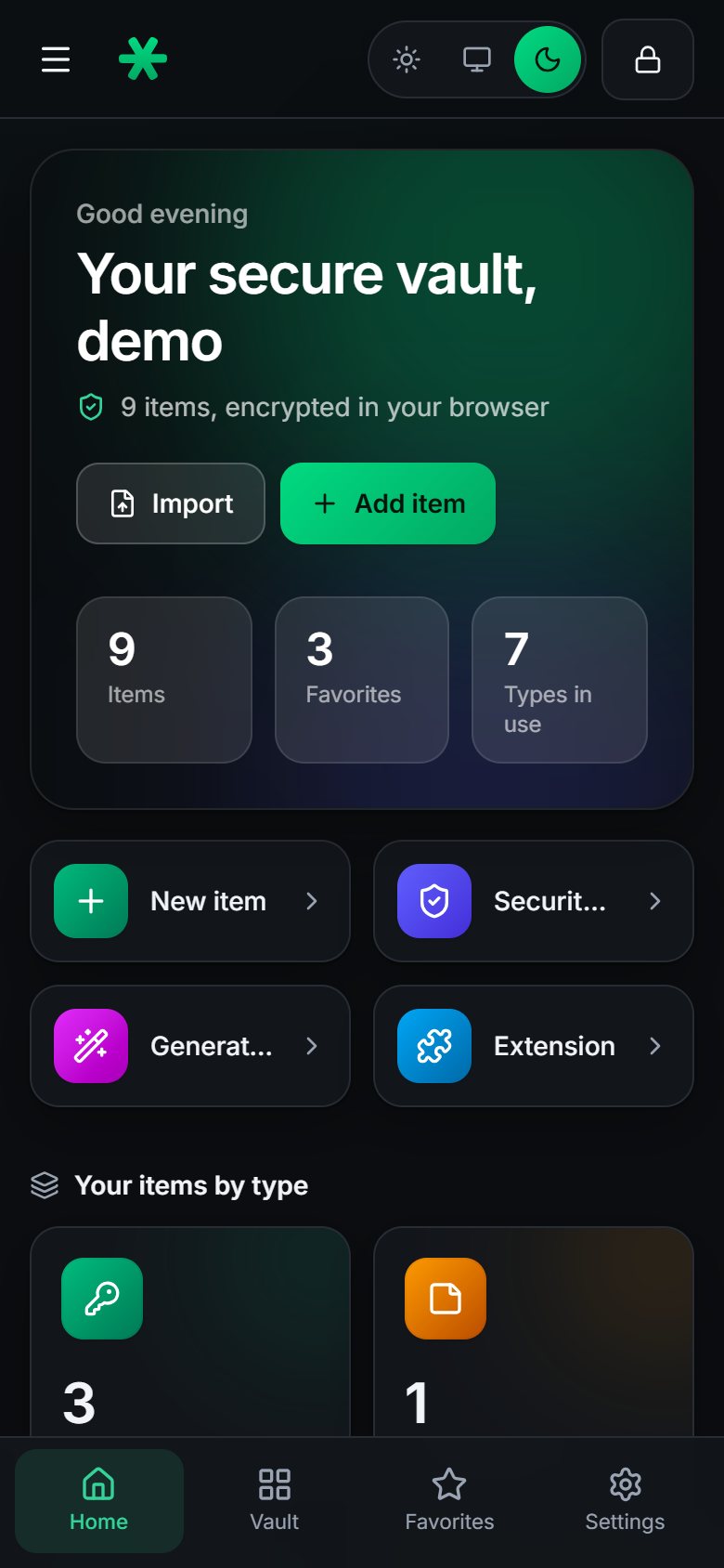 The dashboard on a phone