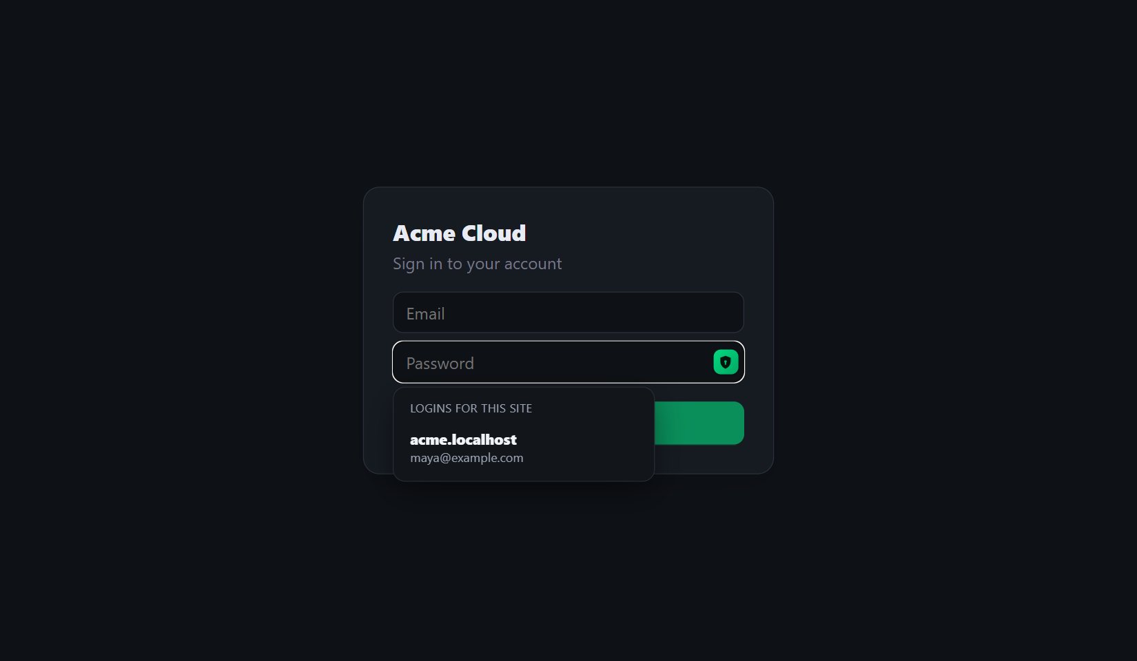 The GrailVault key and the list of saved logins on a sign-in page