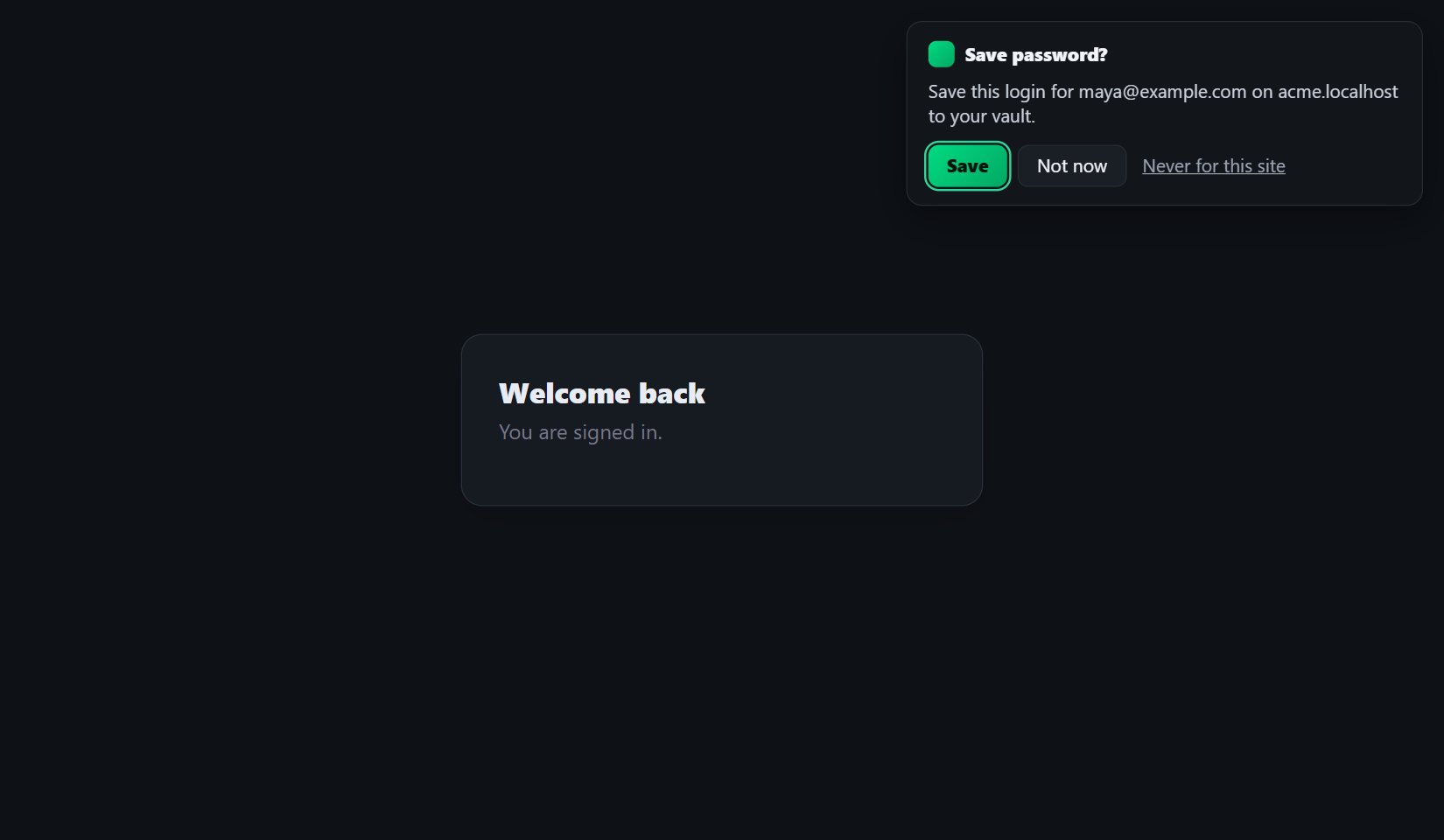 The extension offering to save a login after signing in